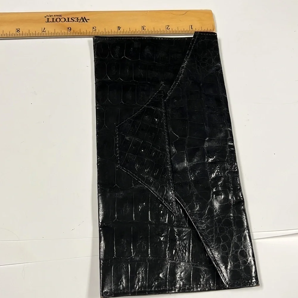 Crocodile Black Flat Envelope Clutch Bag